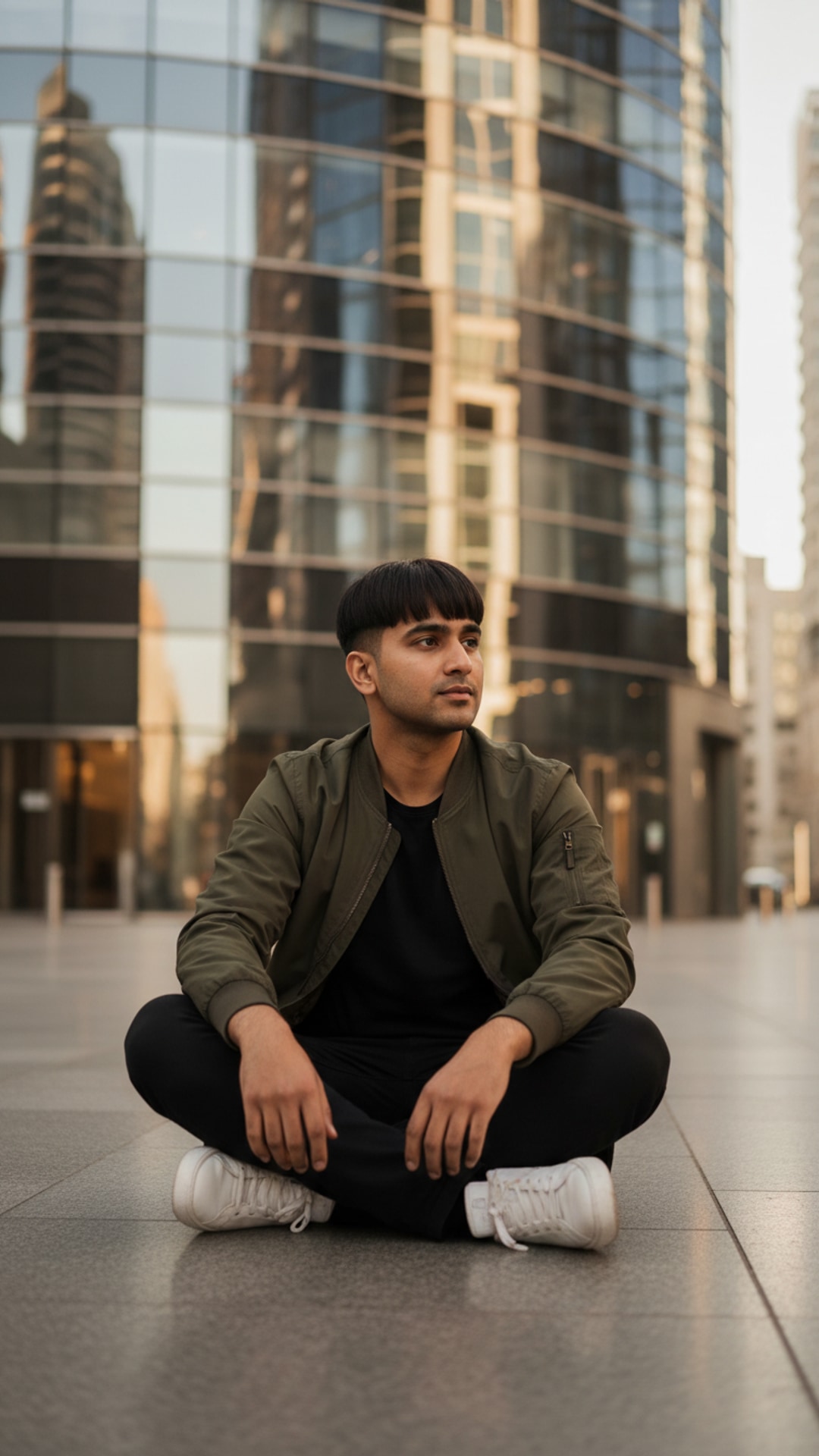 Sitting cross-legged street pose idea