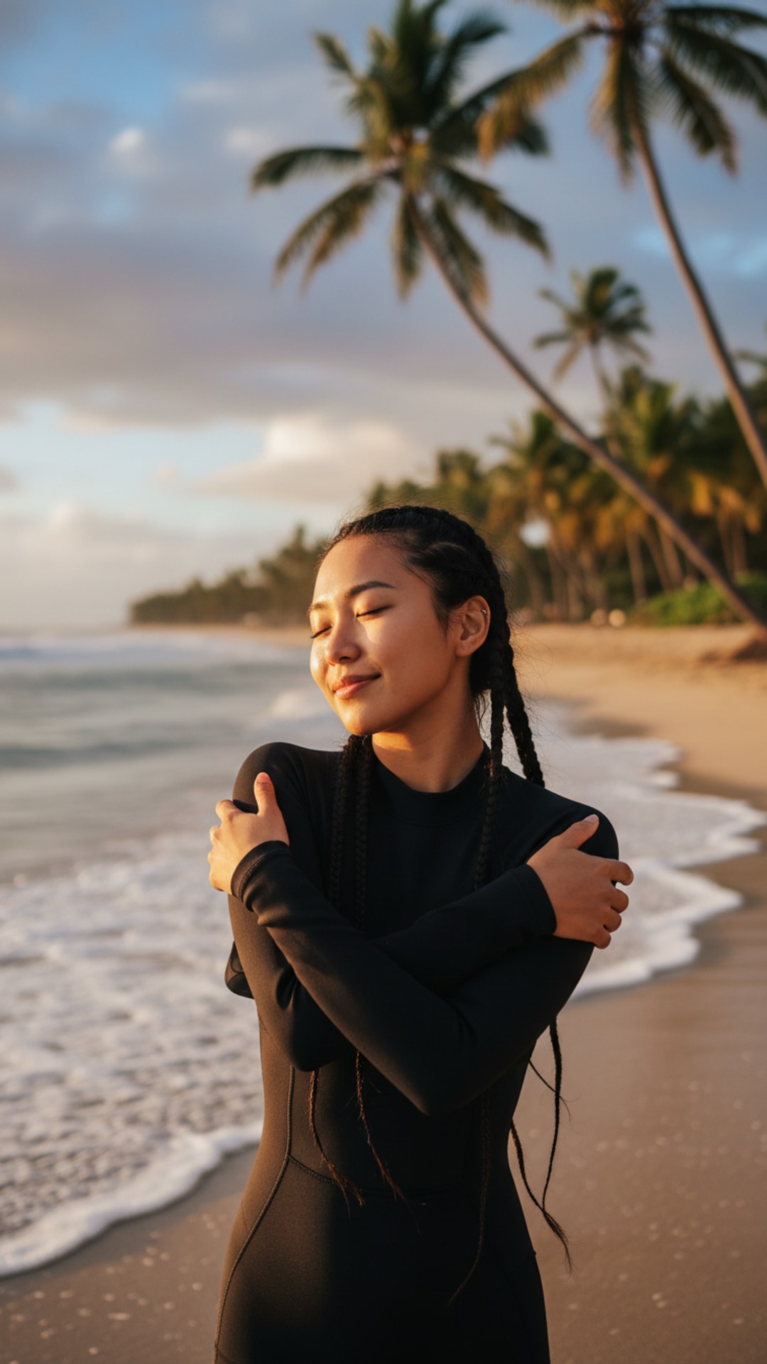 Self embrace beach pose idea