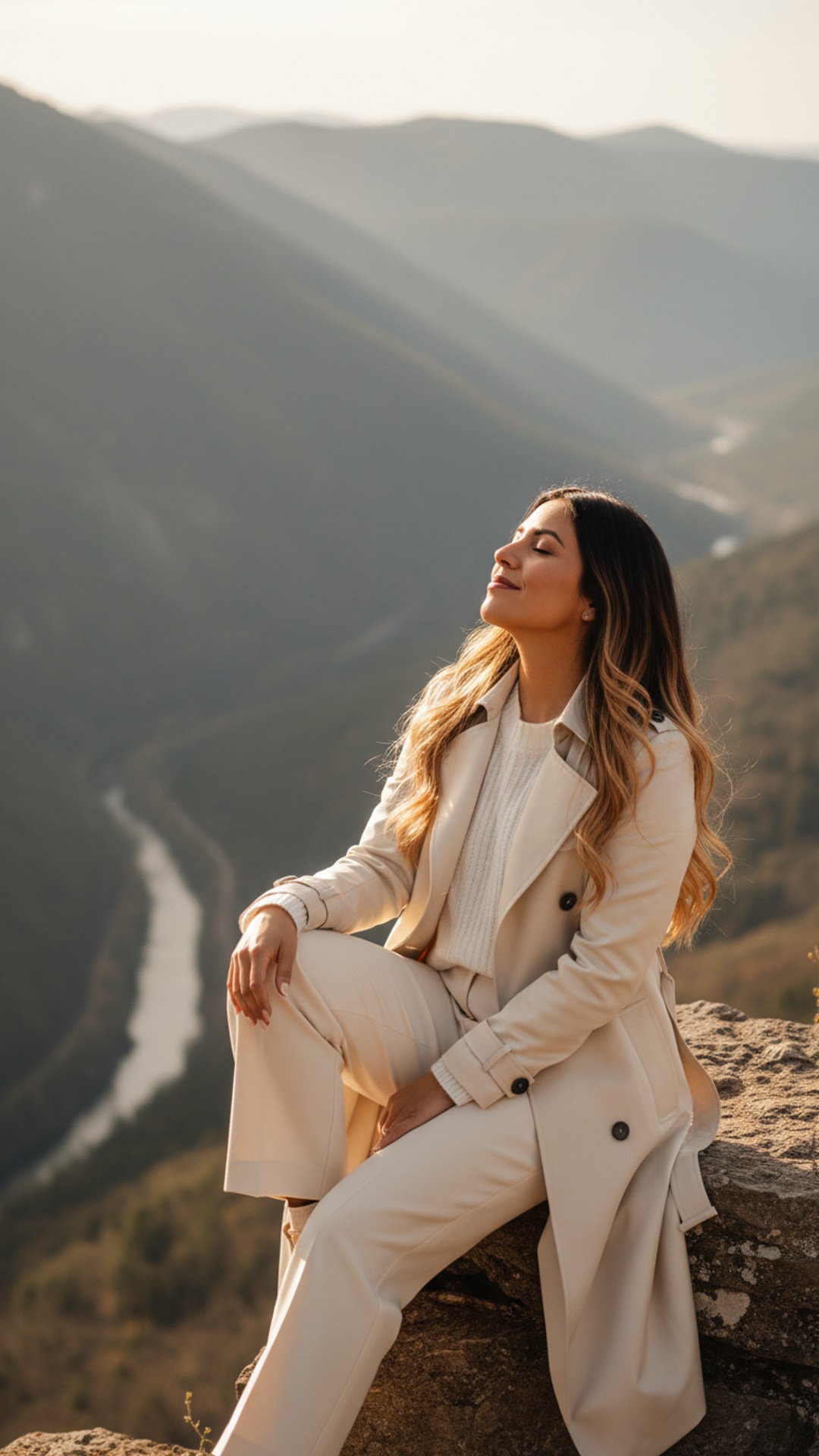 Sitting mountain viewpoint pose idea