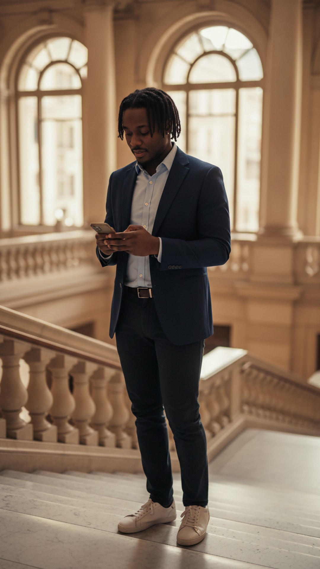 Man checking phone pose idea