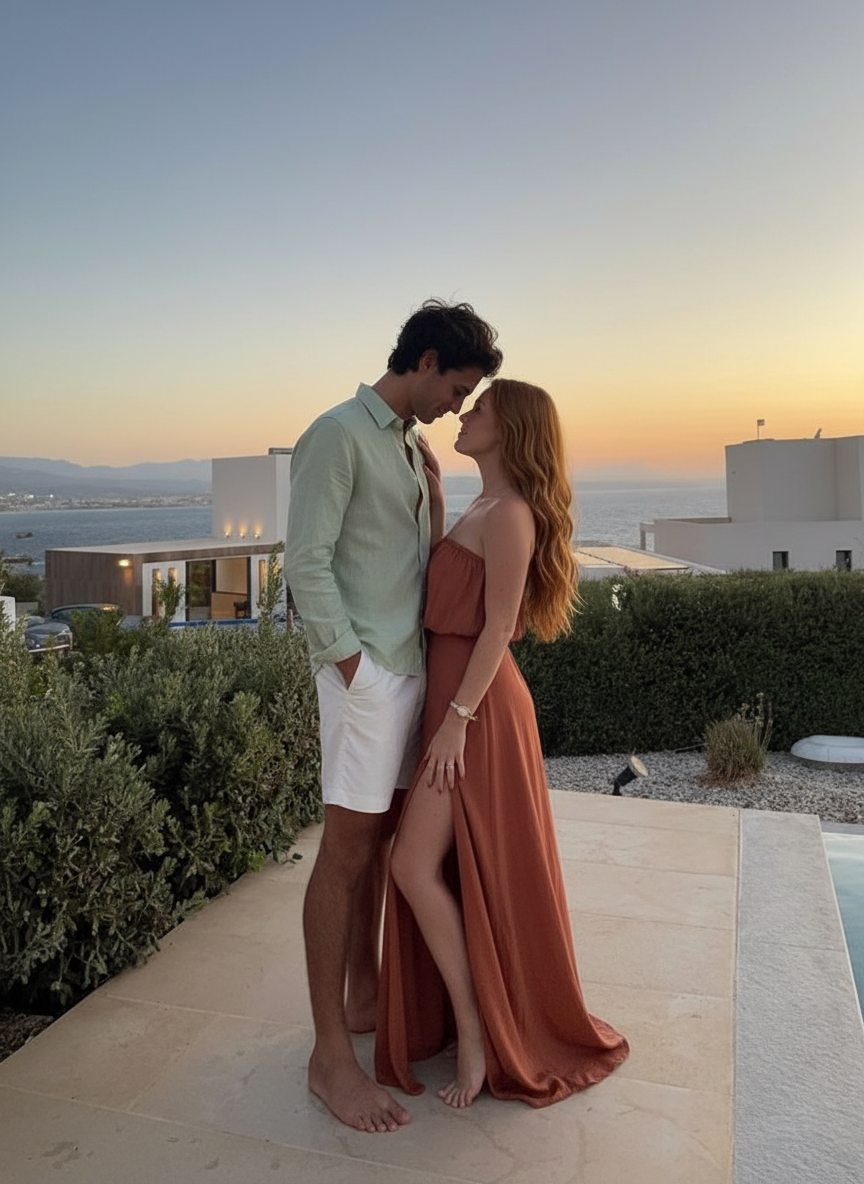 Couple gaze romantic pose idea