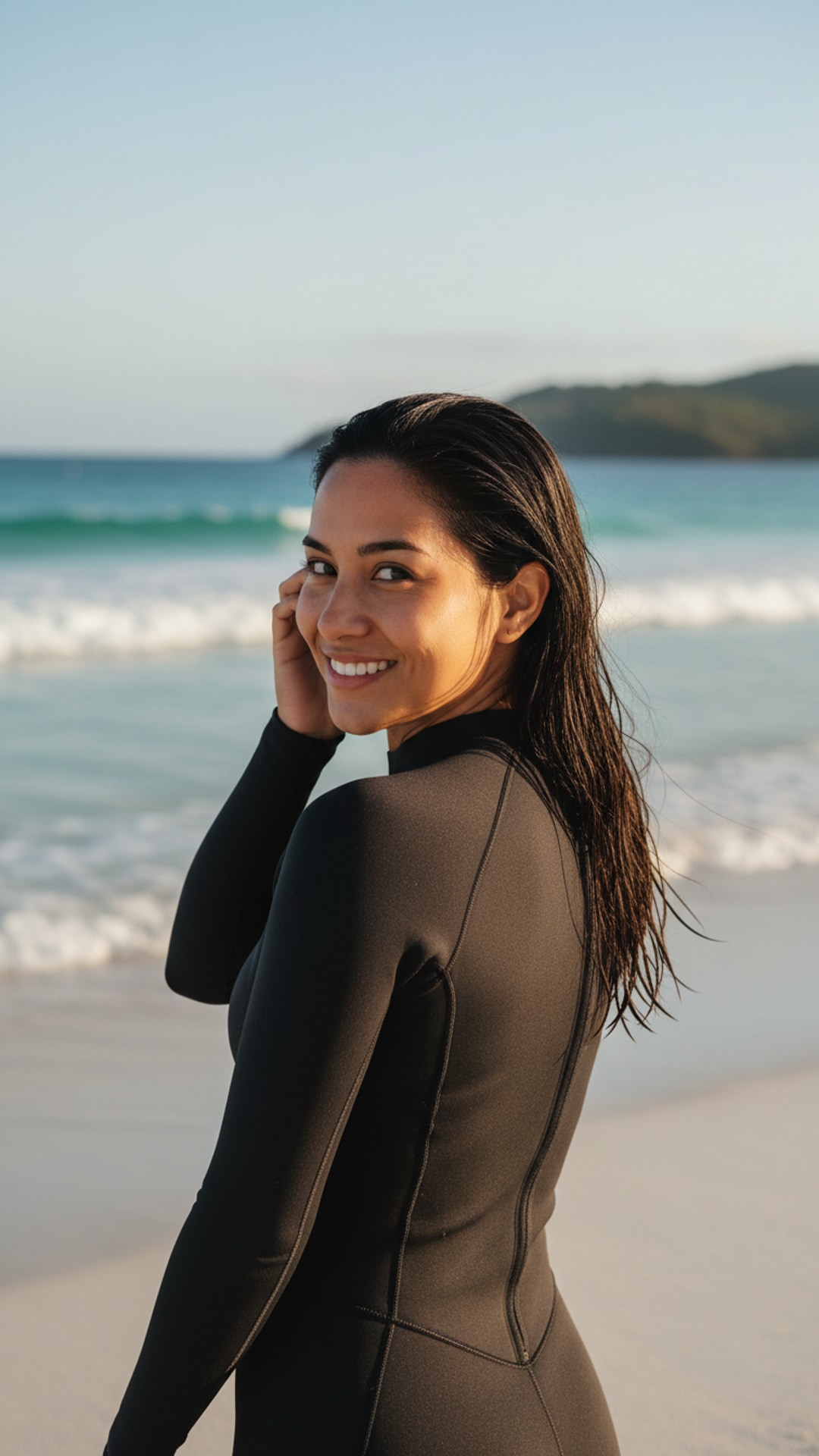 Wetsuit back glance pose idea