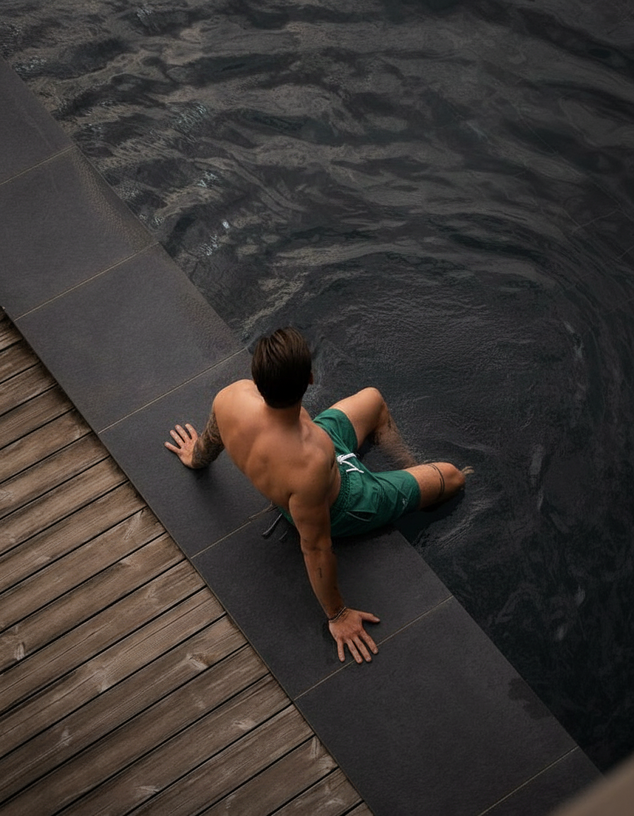 Sitting by pool pose idea