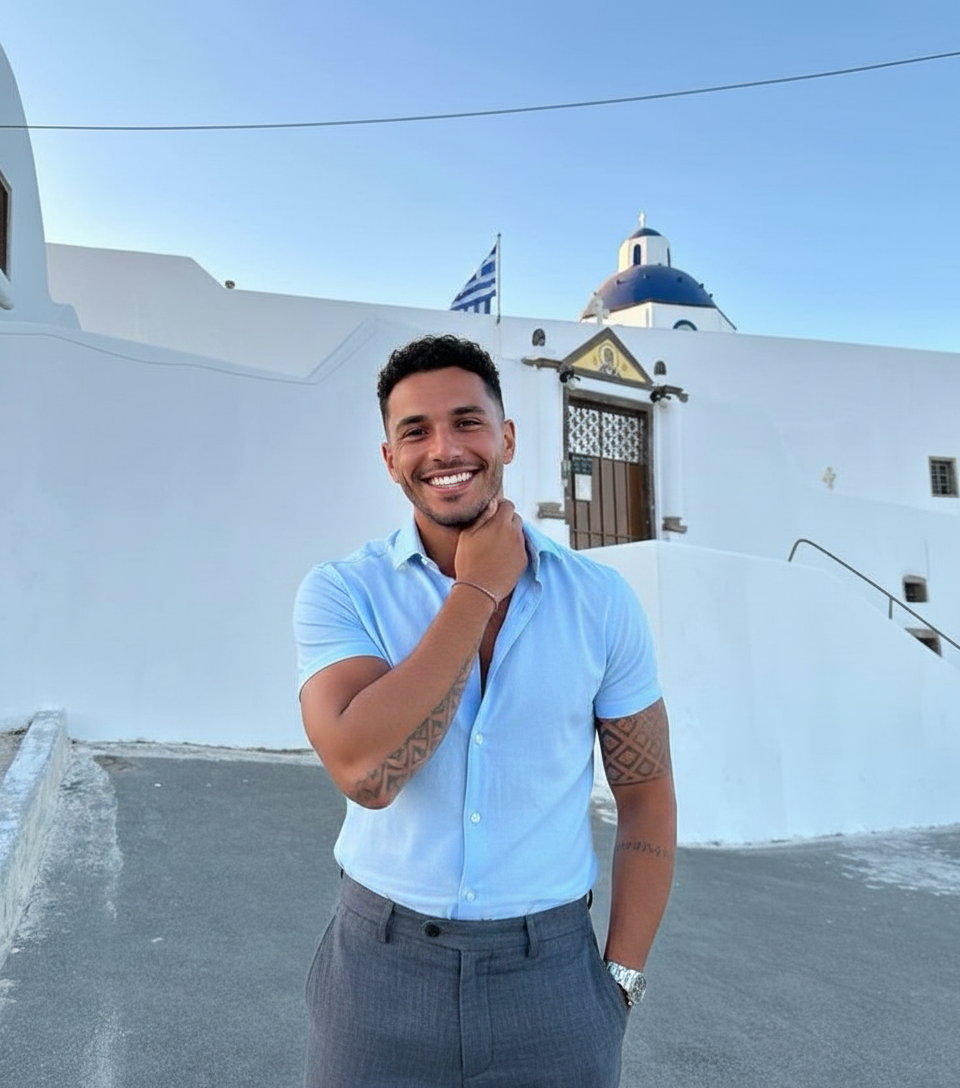 Hand on neck smile pose idea