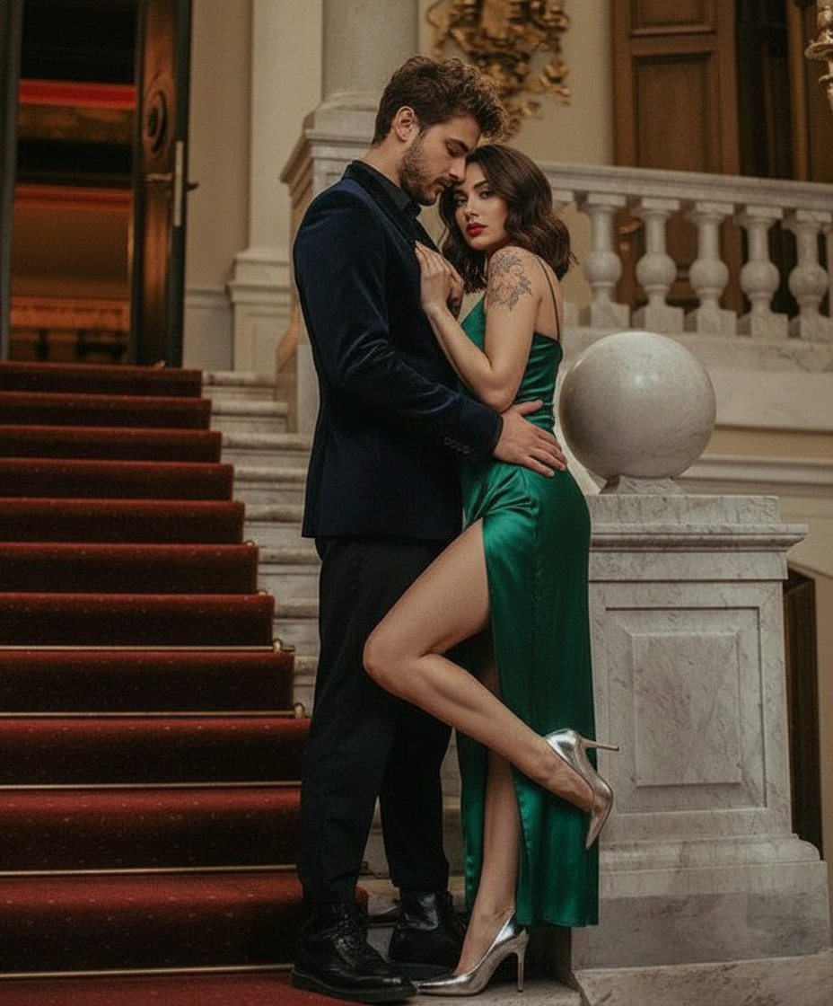 Embrace on stairs pose idea