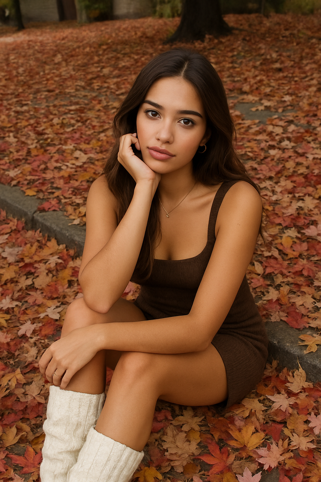 Seated hand to chin pose idea