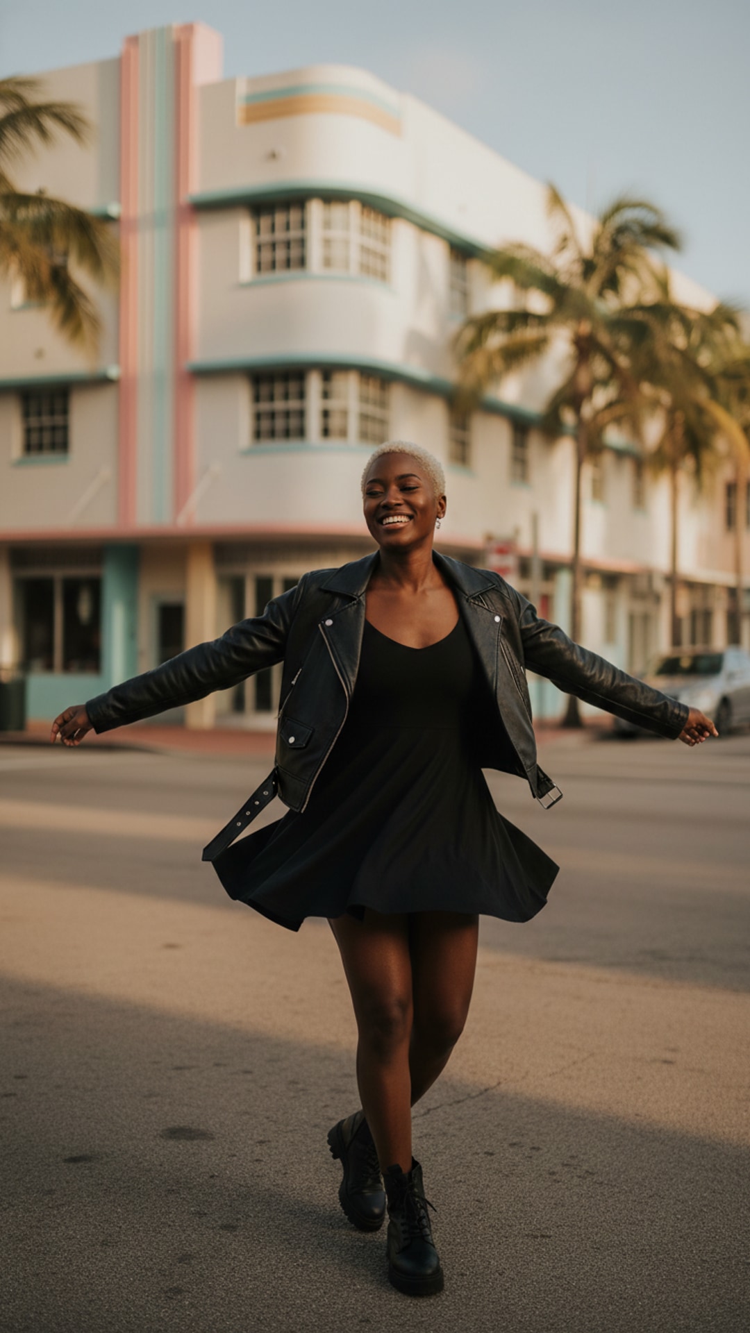 Twirling in street pose idea