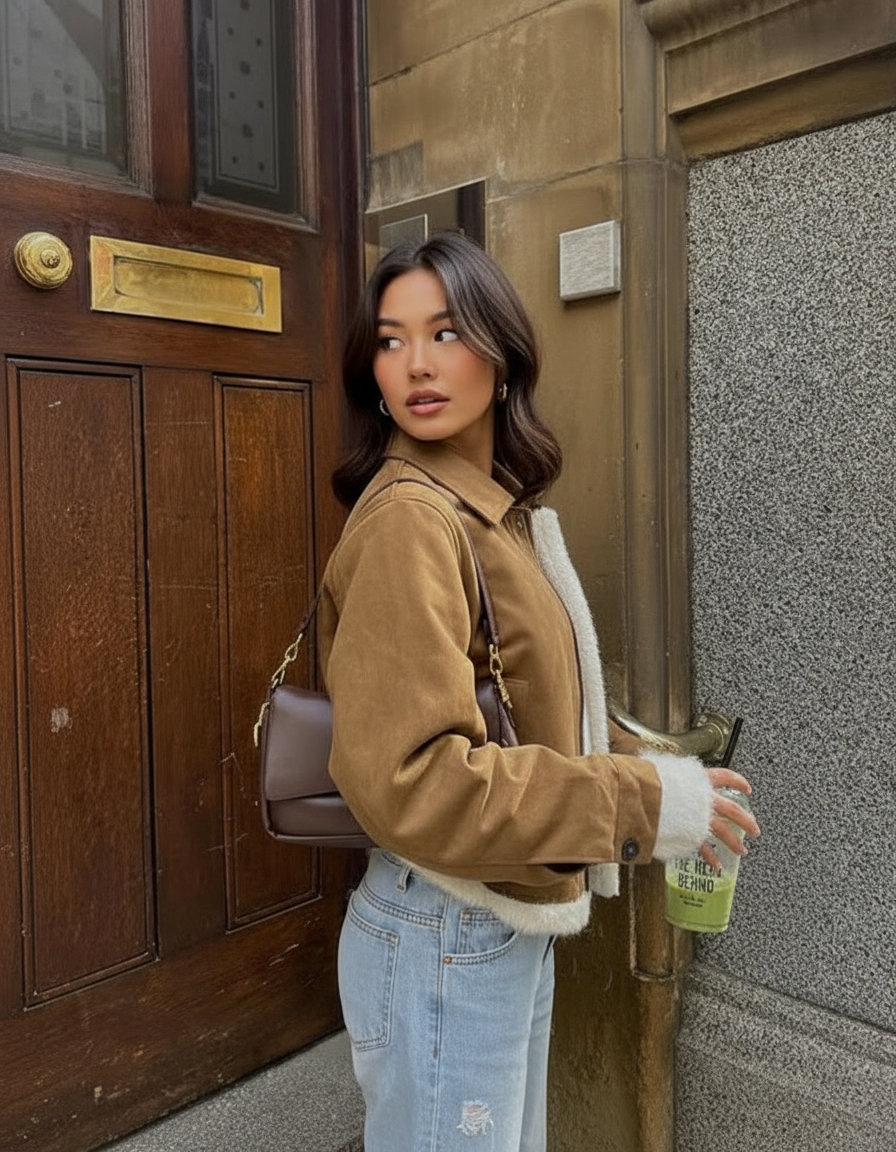 Over shoulder glance street pose idea