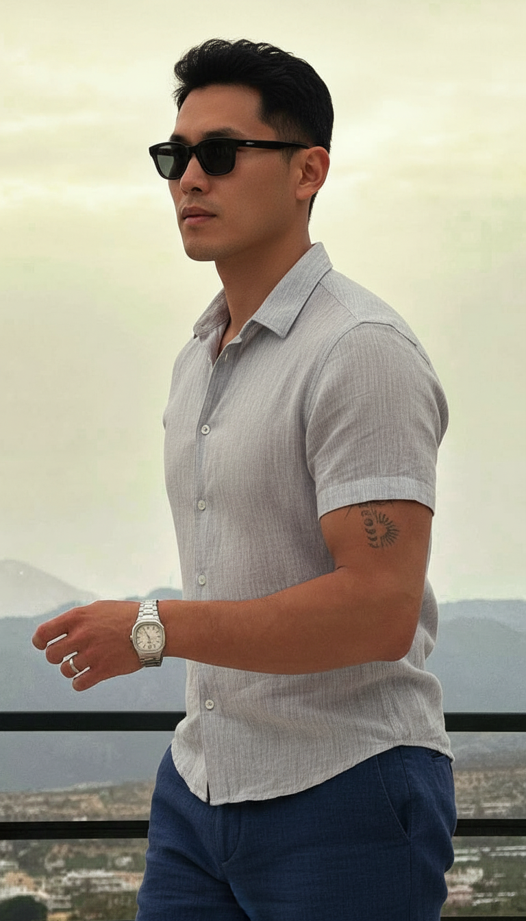 Outdoor walking shot pose idea