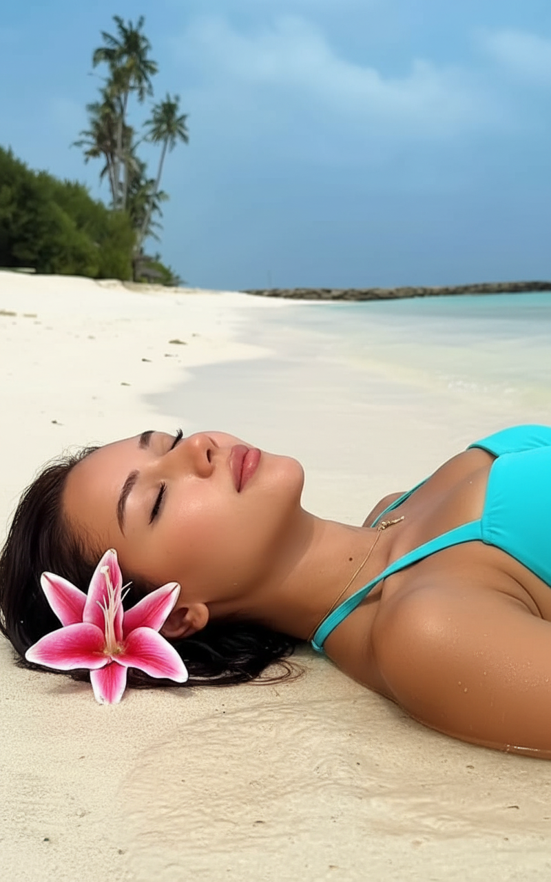 Eyes closed on sand pose idea
