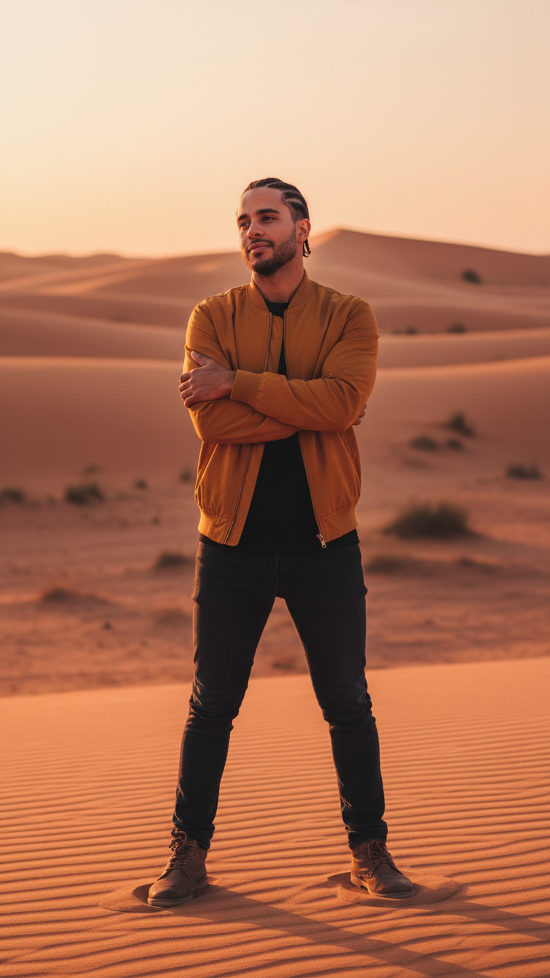 Hugging self desert pose idea