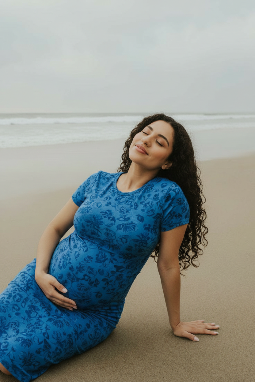 Belly cradling sitting pose idea