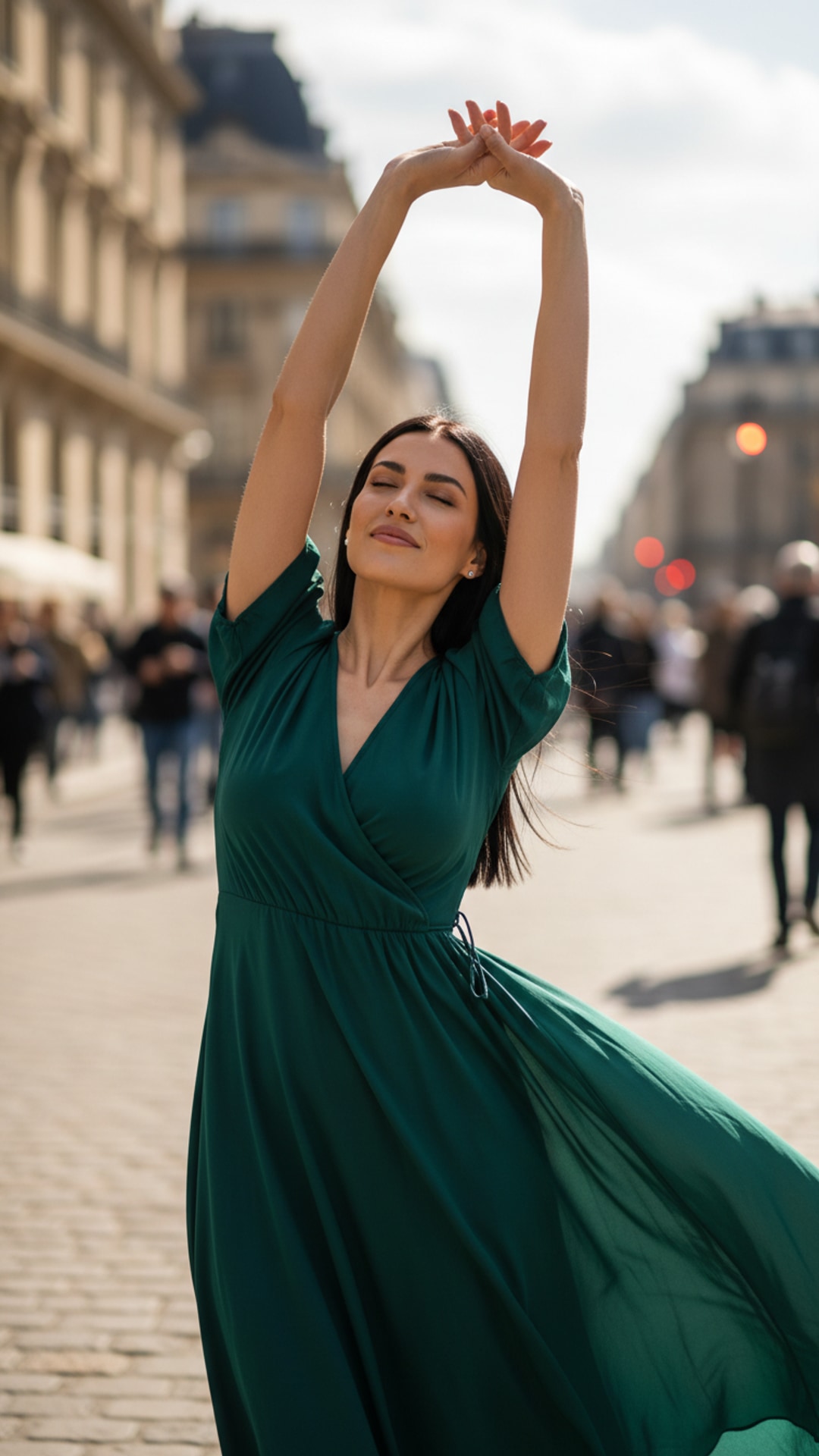 Arms stretching joy pose idea