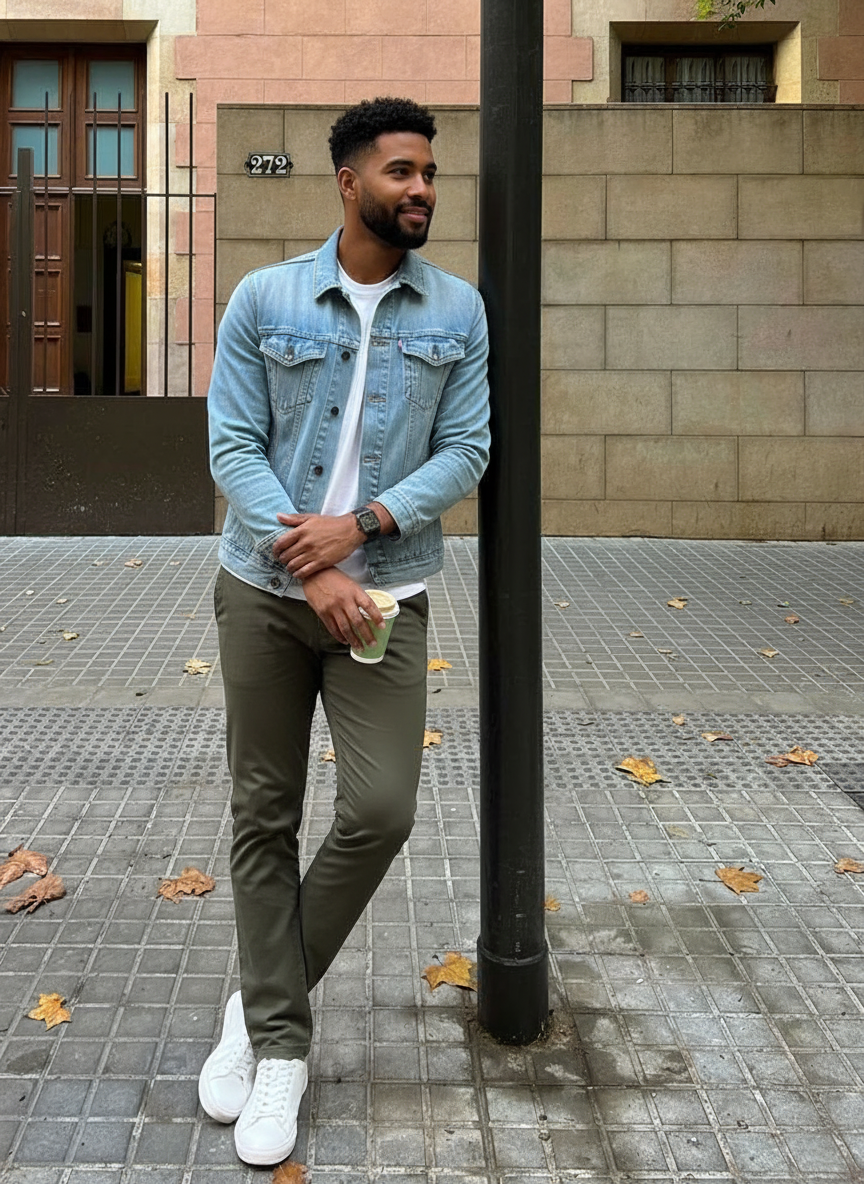 Leaning on pole pose idea