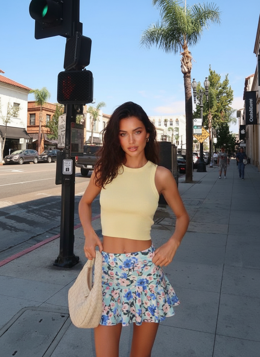 Hands adjusting skirt pose idea