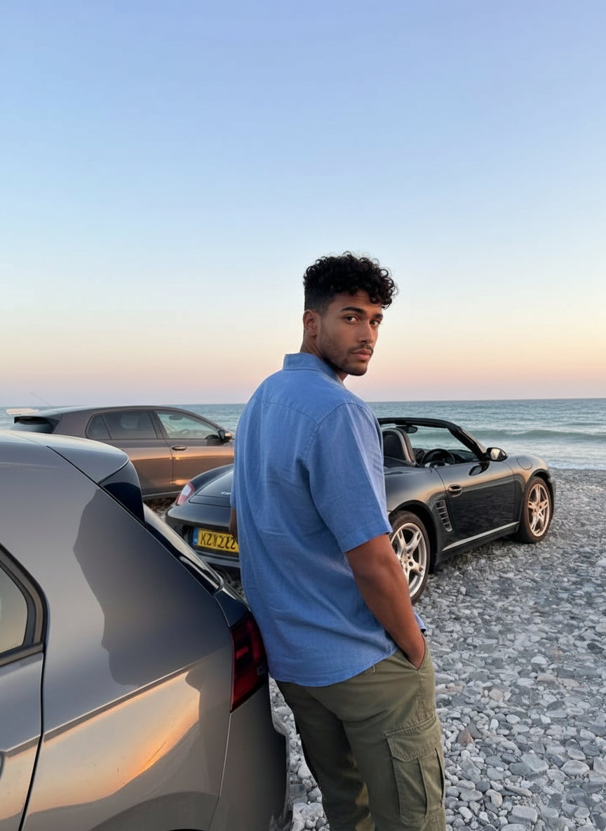 Leaning on car pose idea