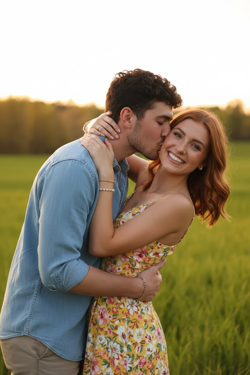 Kiss on cheek pose idea