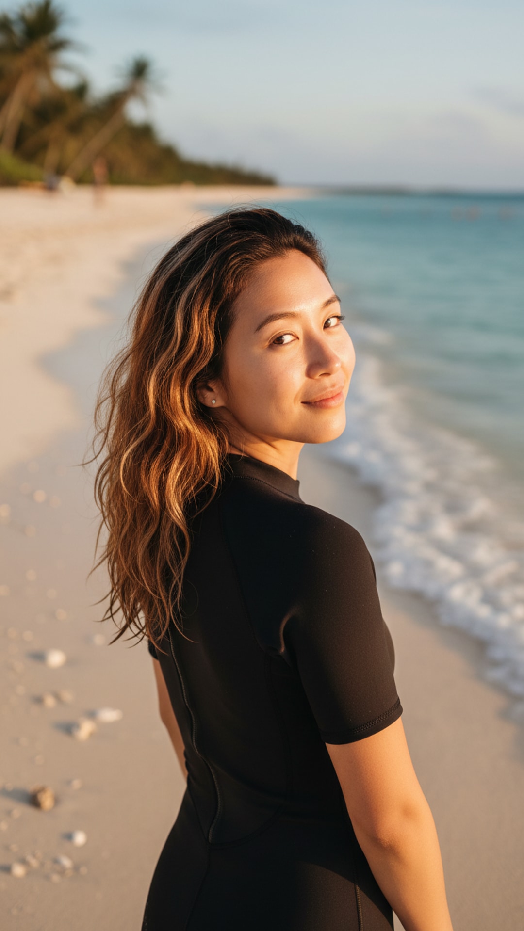 Over shoulder beach pose idea