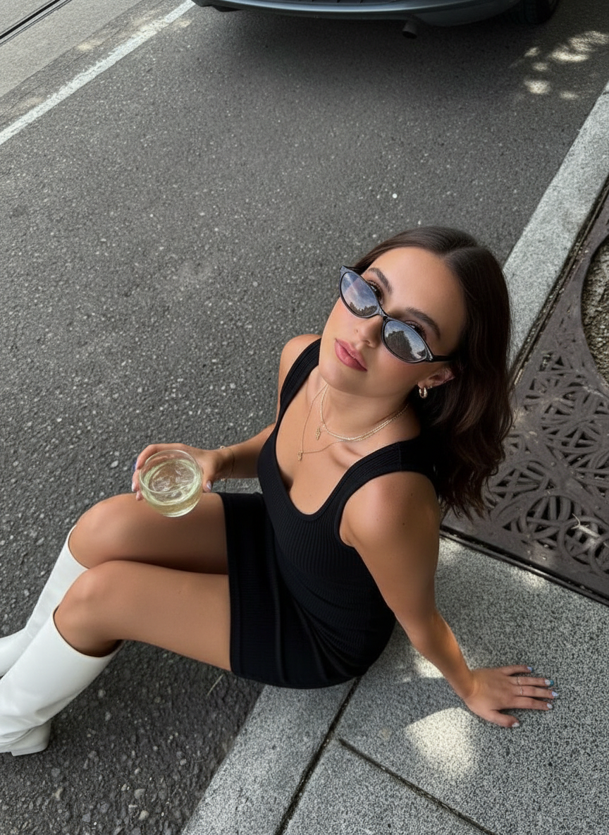 Sitting on ground glass pose idea