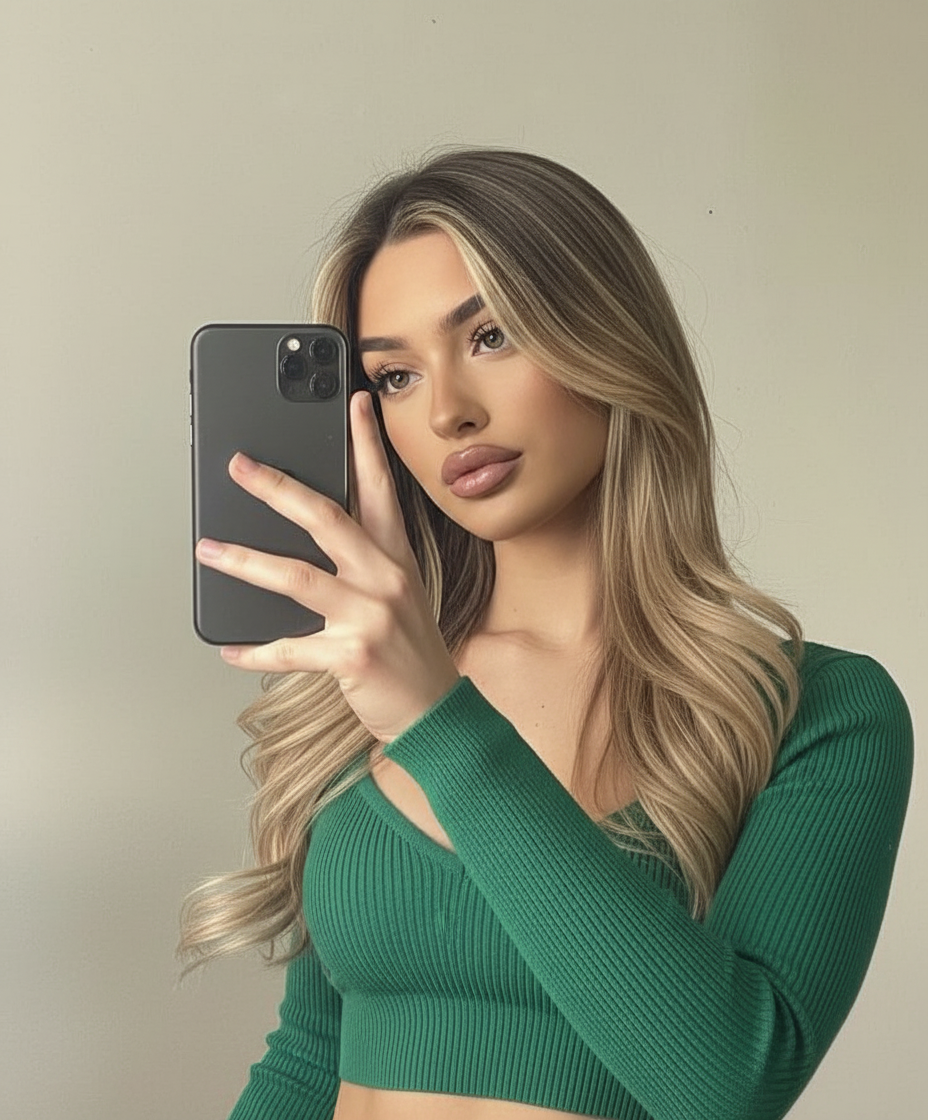 Selfie with phone pose idea