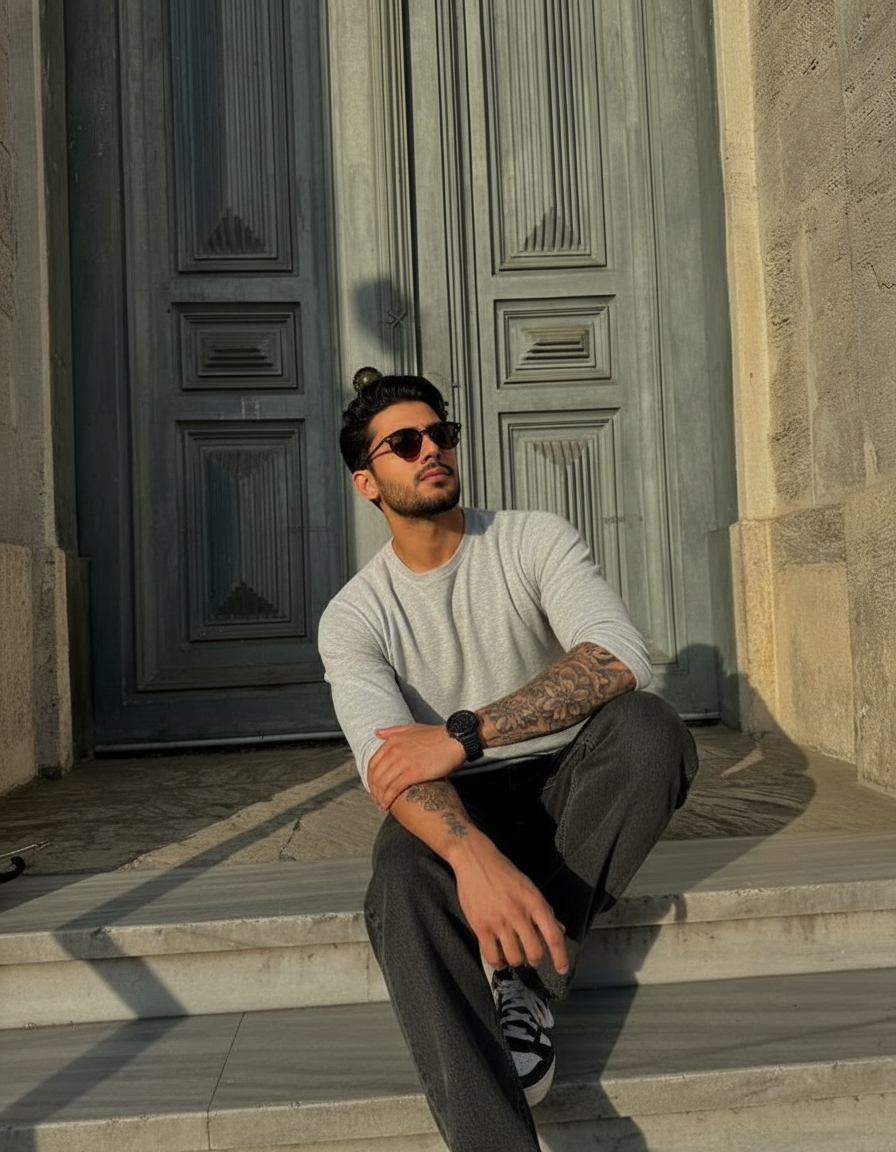 Sitting on steps pose idea
