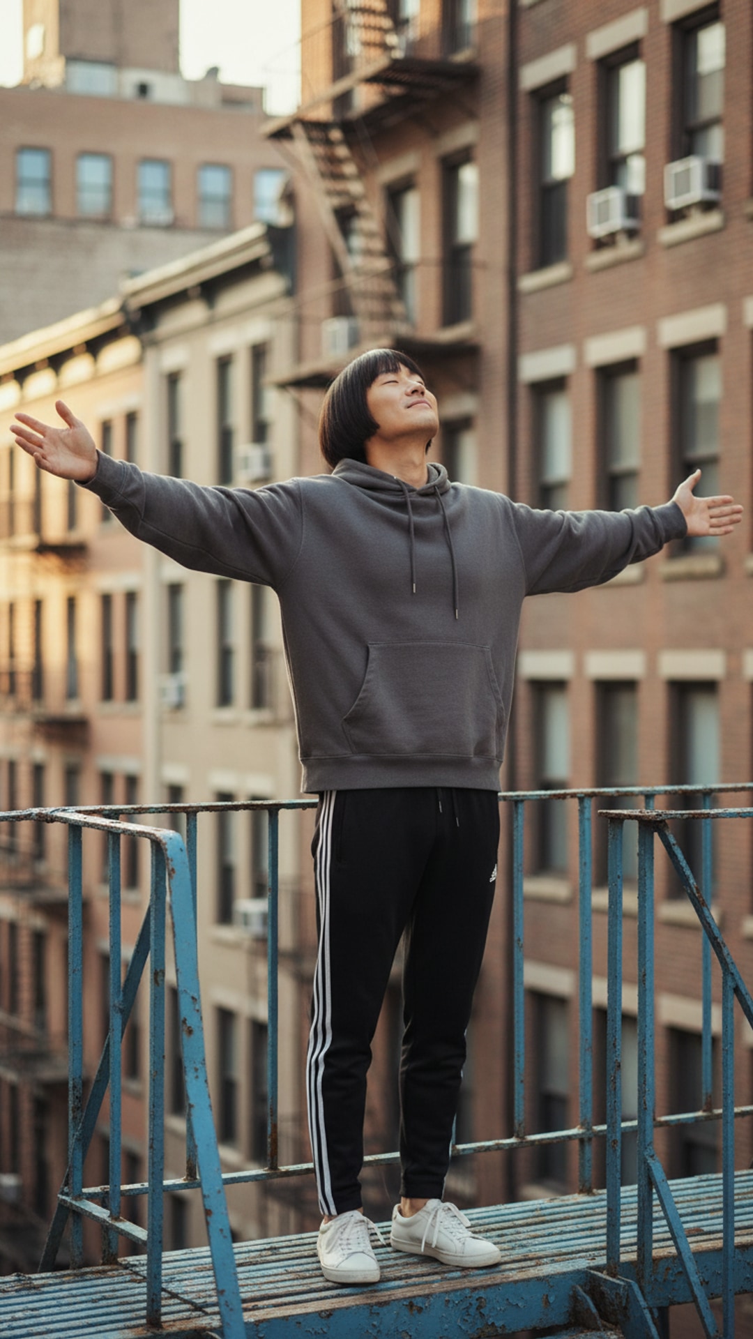 Arms open face up pose idea