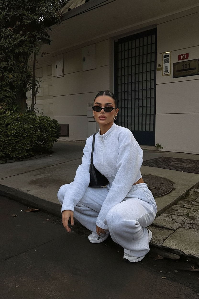 Squatting street style pose idea