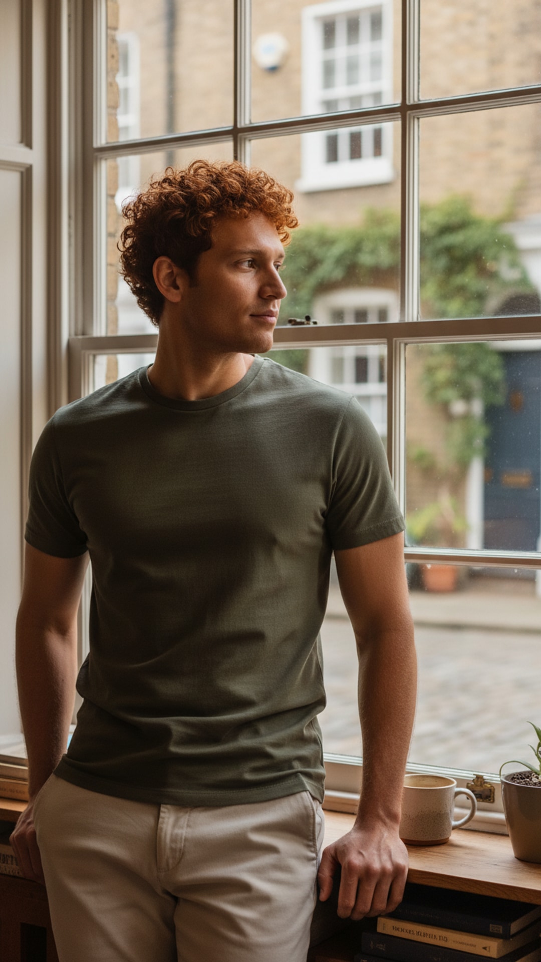 Leaning on windowsill pose idea