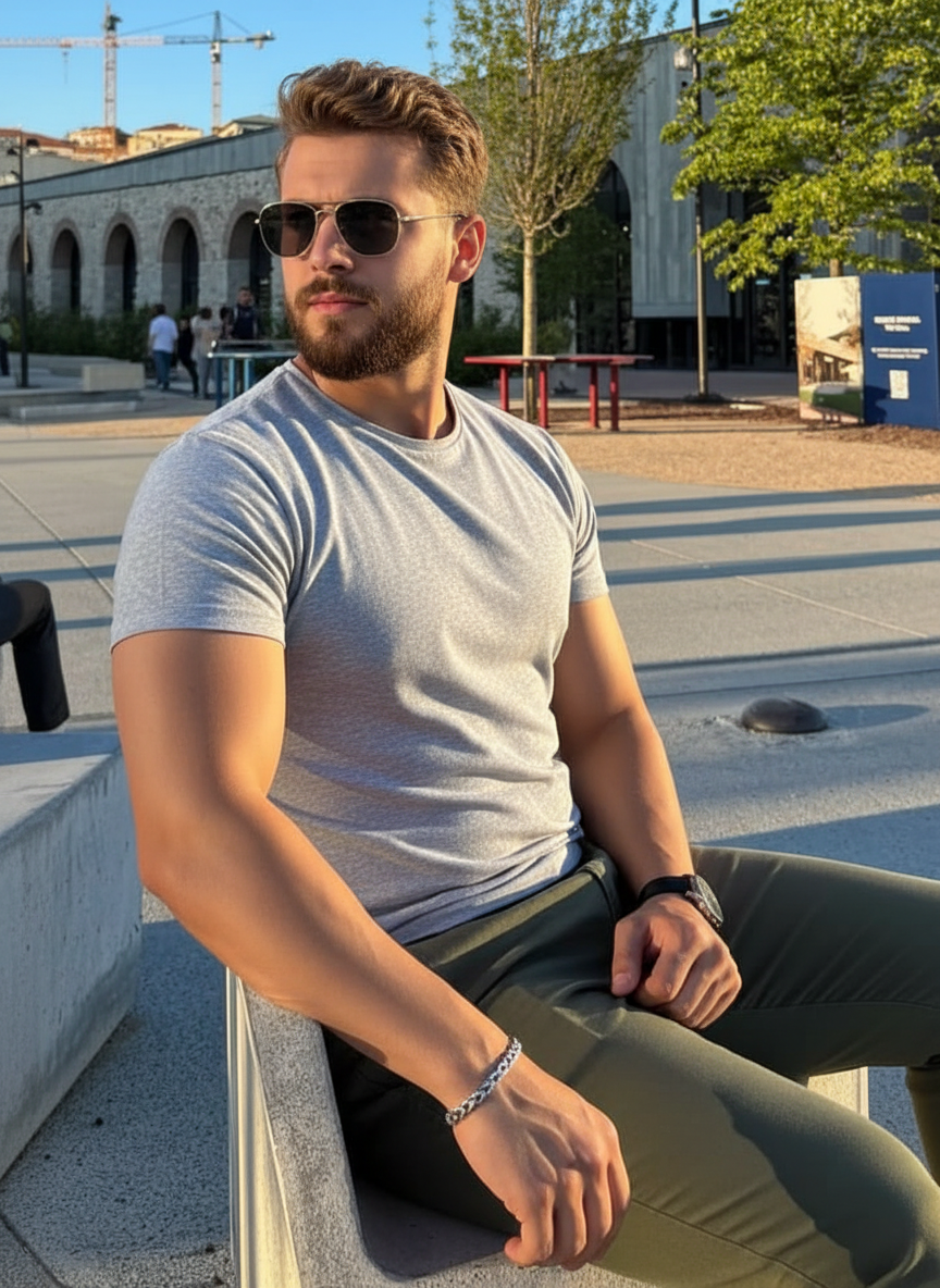 Sitting looking right pose idea