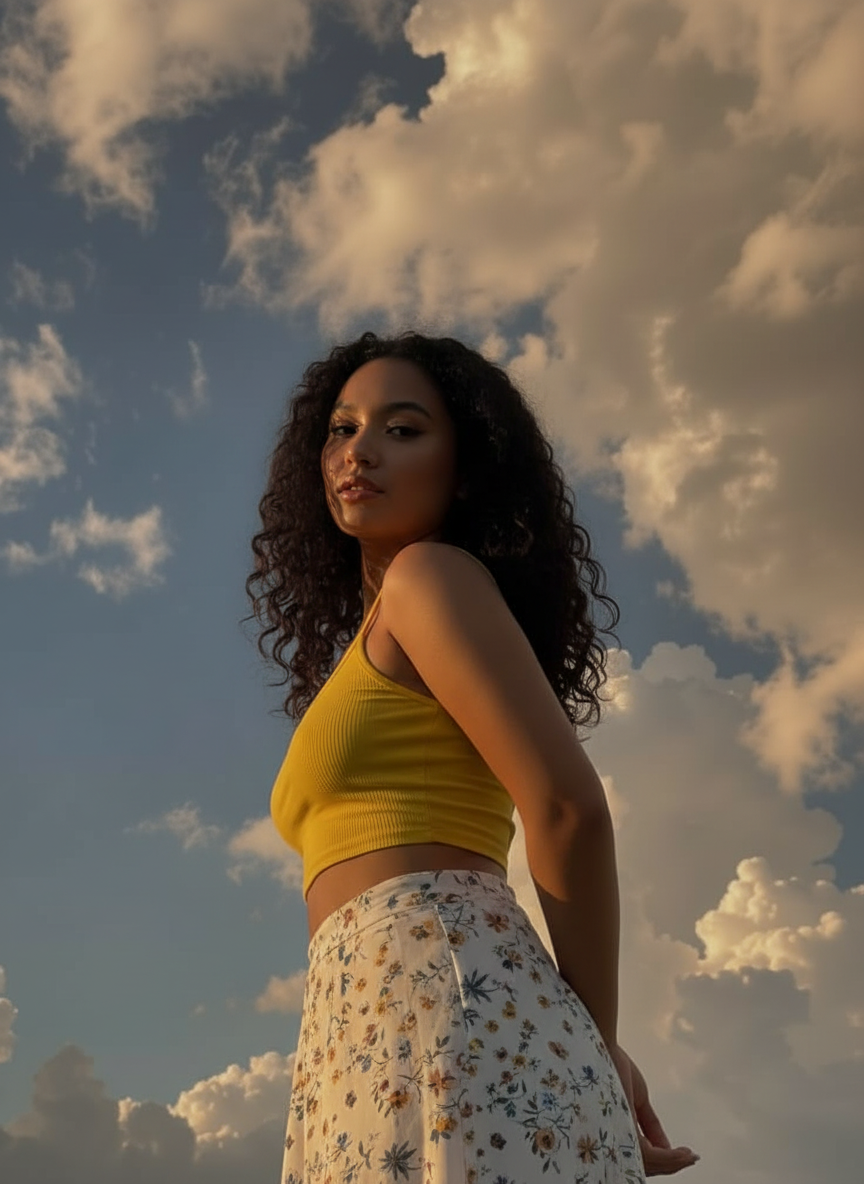 Over the shoulder look pose idea