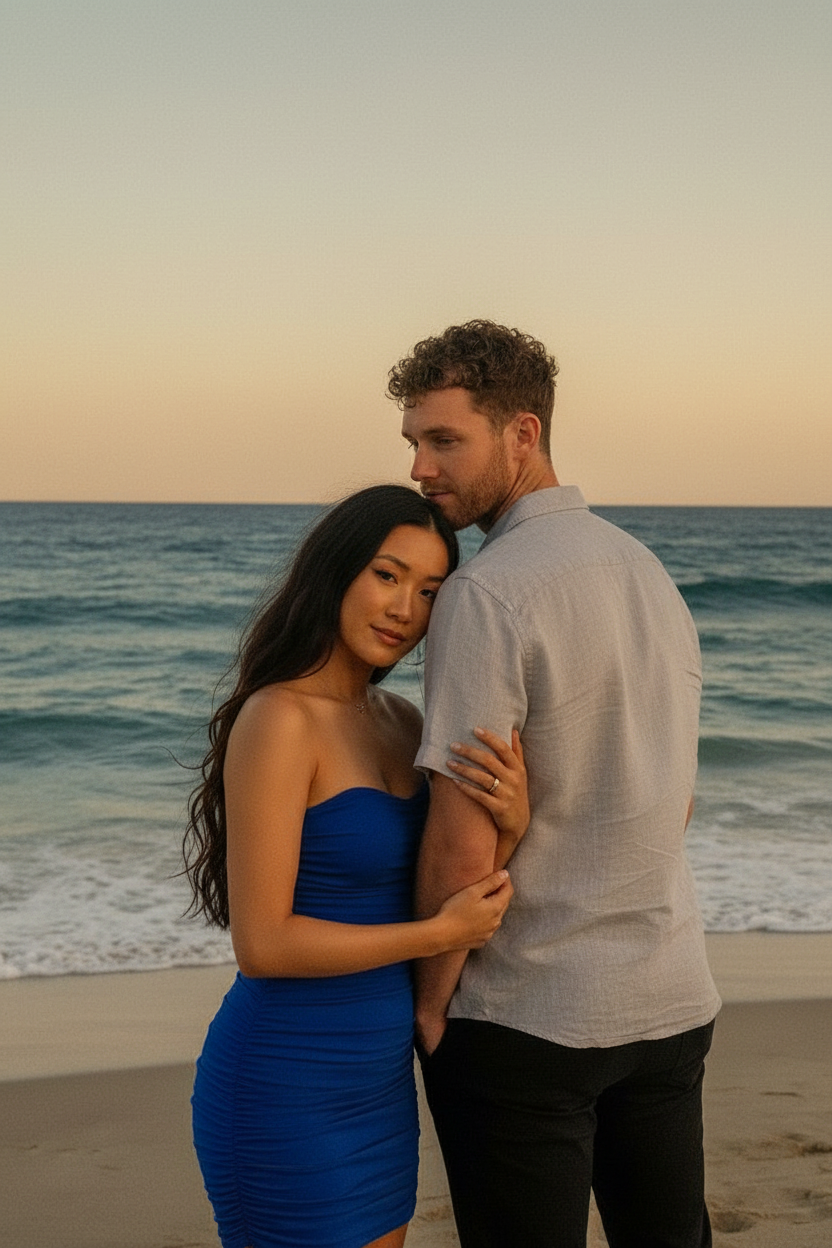 Head on shoulder embrace pose idea