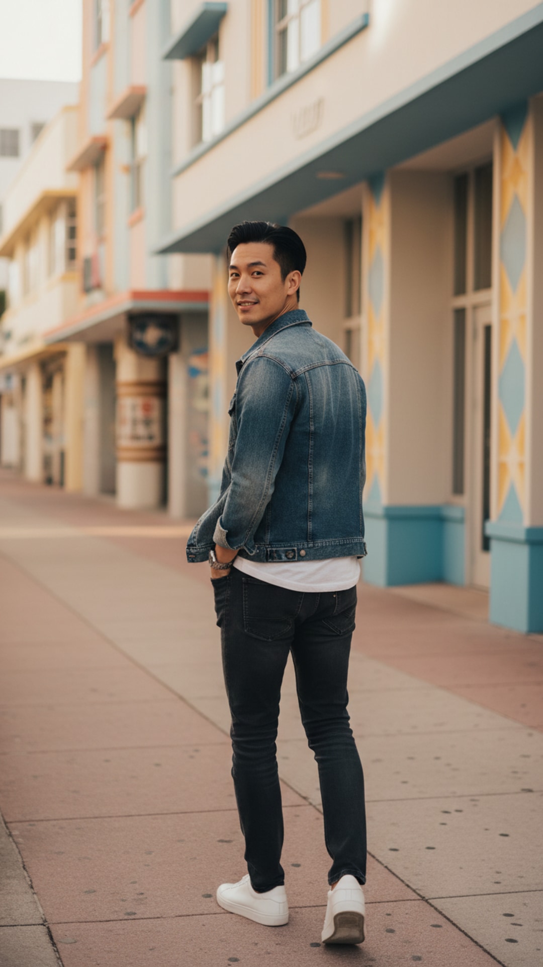 Walking away glancing back pose idea