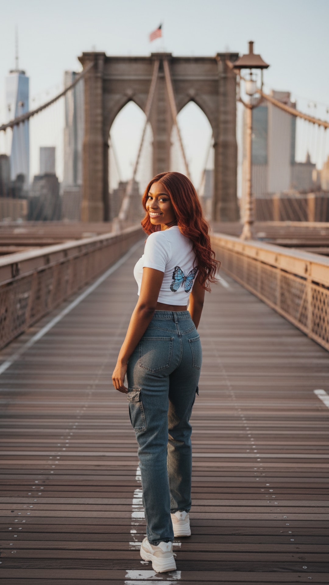 Brooklyn bridge glance pose idea