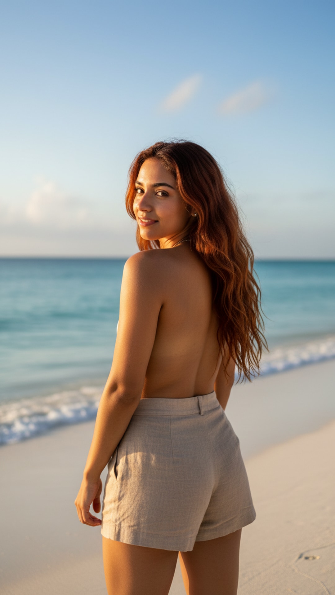 Gazing over shoulder pose idea