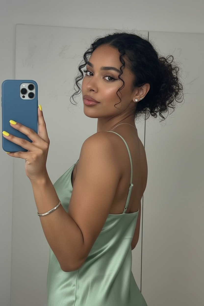 Mirror selfie look pose idea