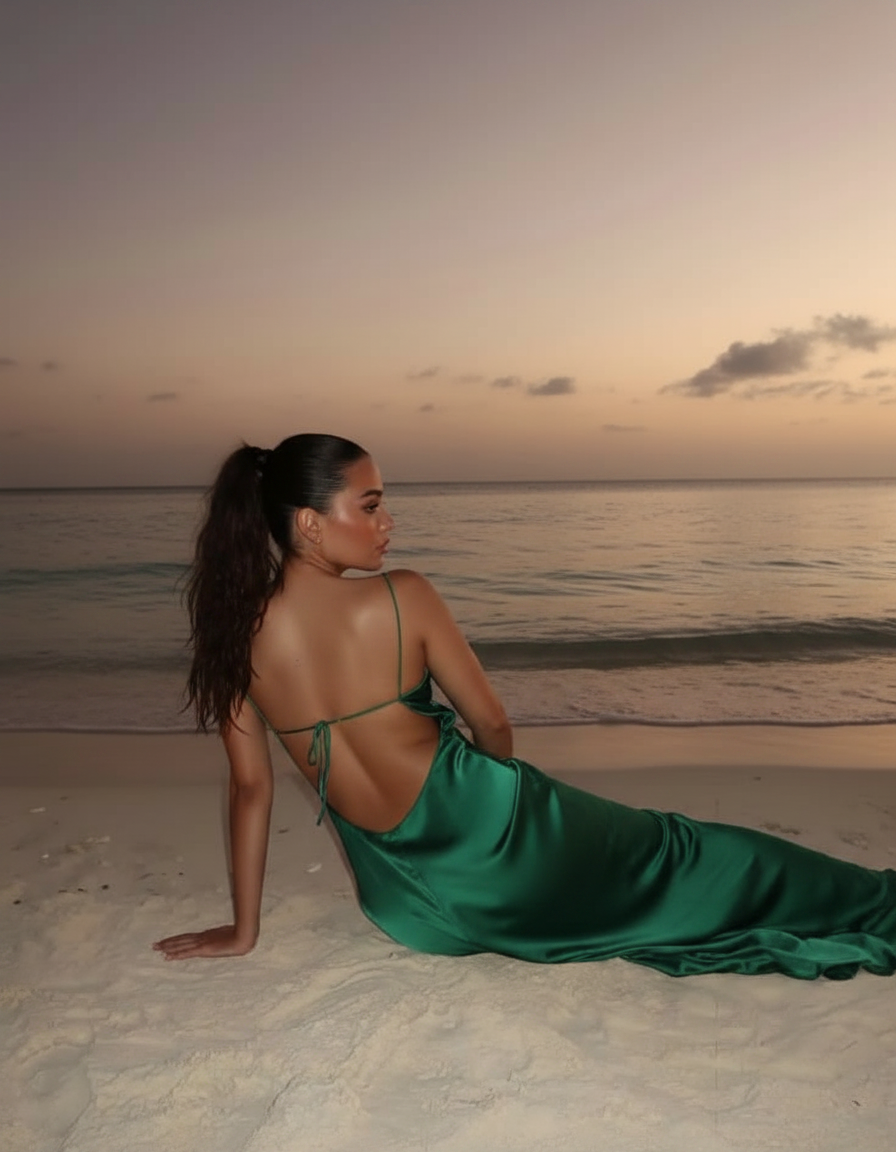 Sitting on beach sand pose idea