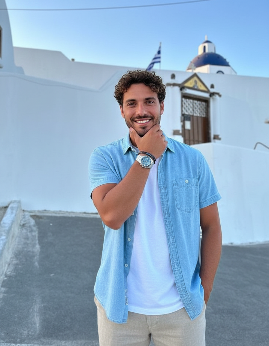 Hand to chin smile pose idea