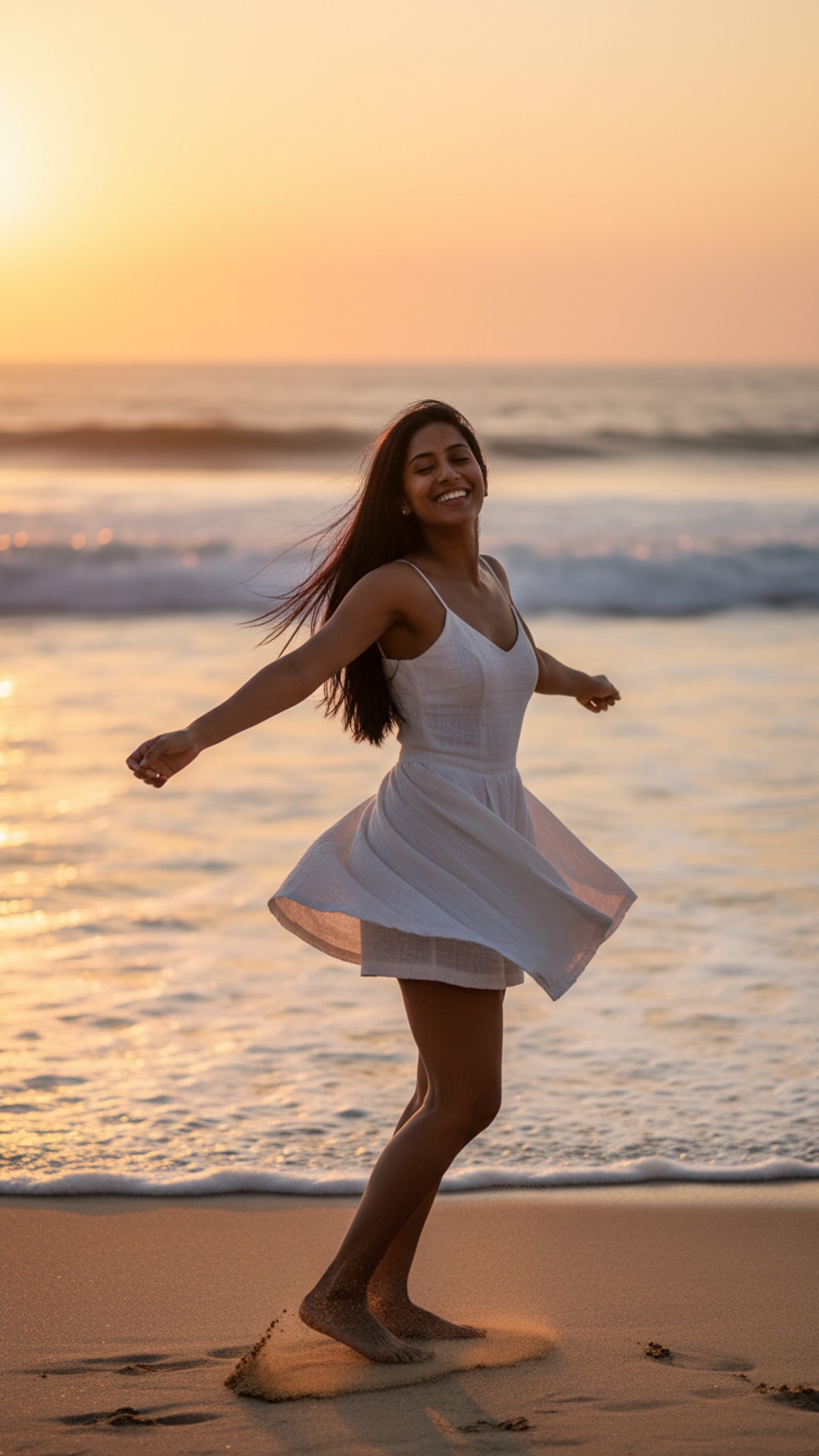 Hair and dress spinning pose idea