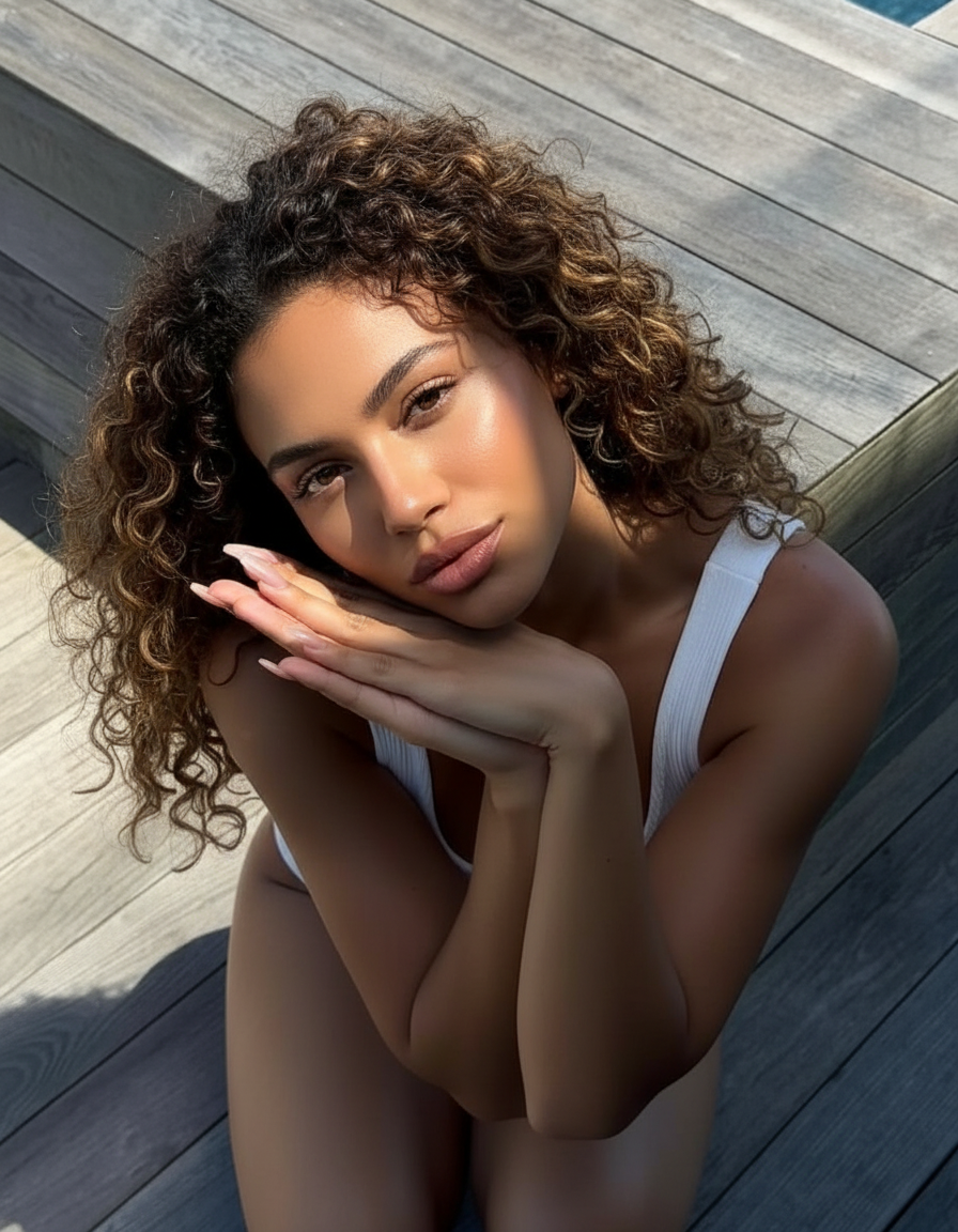 Hands under chin pose idea