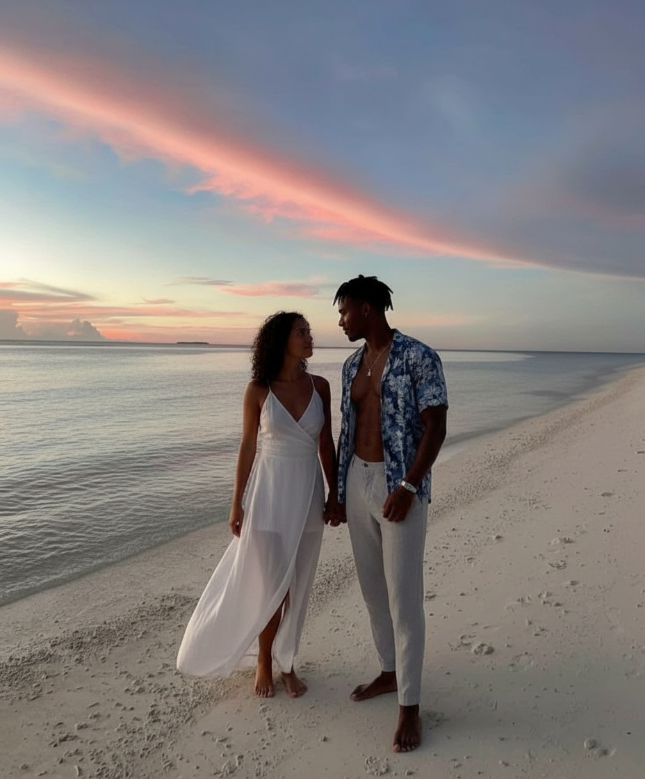 Holding hands beach pose idea