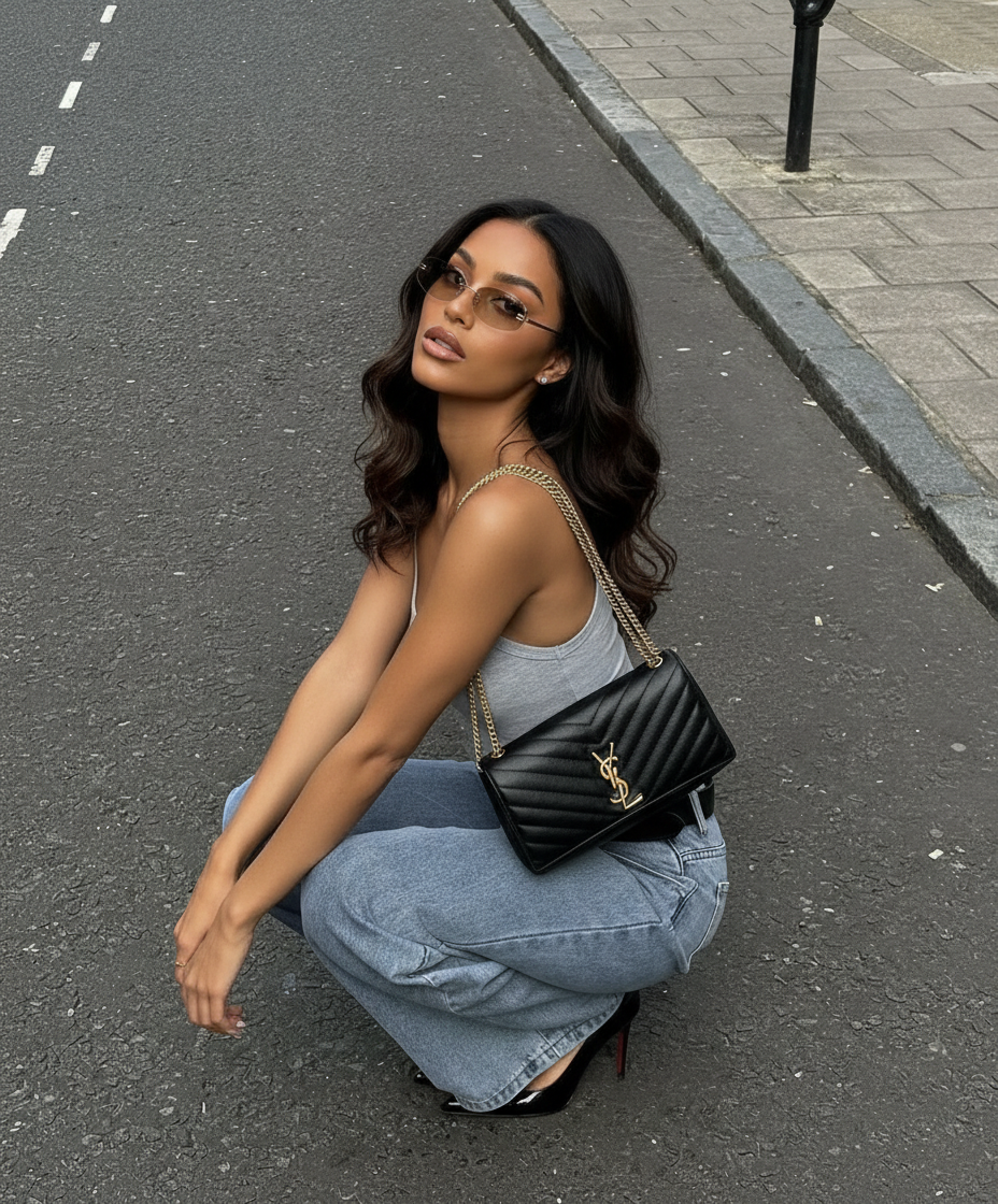 Squatting with confidence pose idea