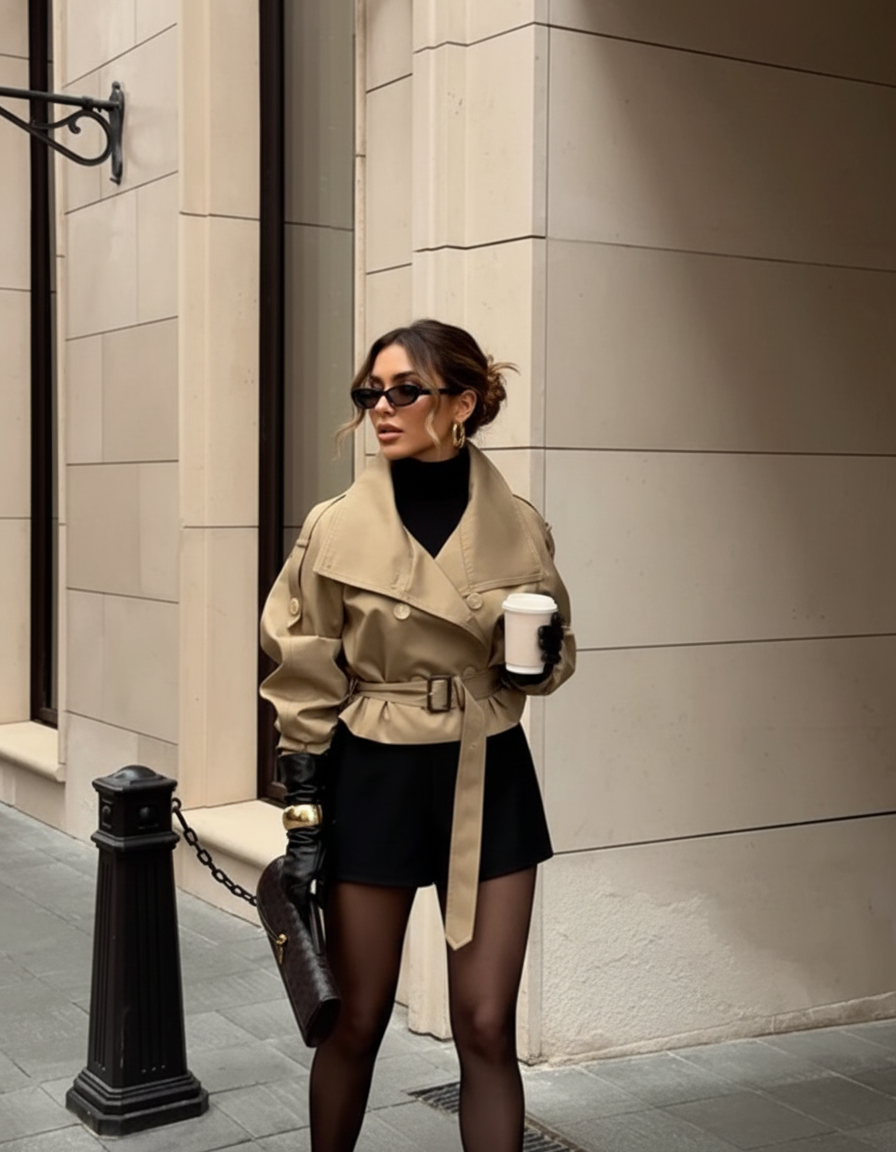Holding coffee looking away pose idea