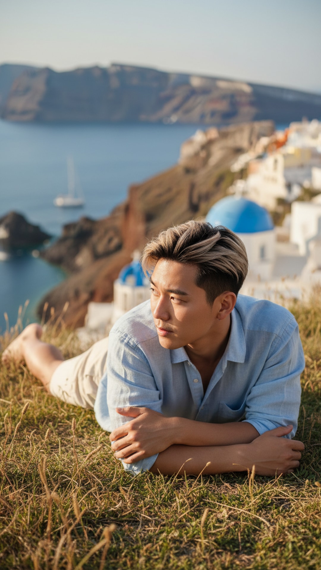 Lying on grass looking pose idea