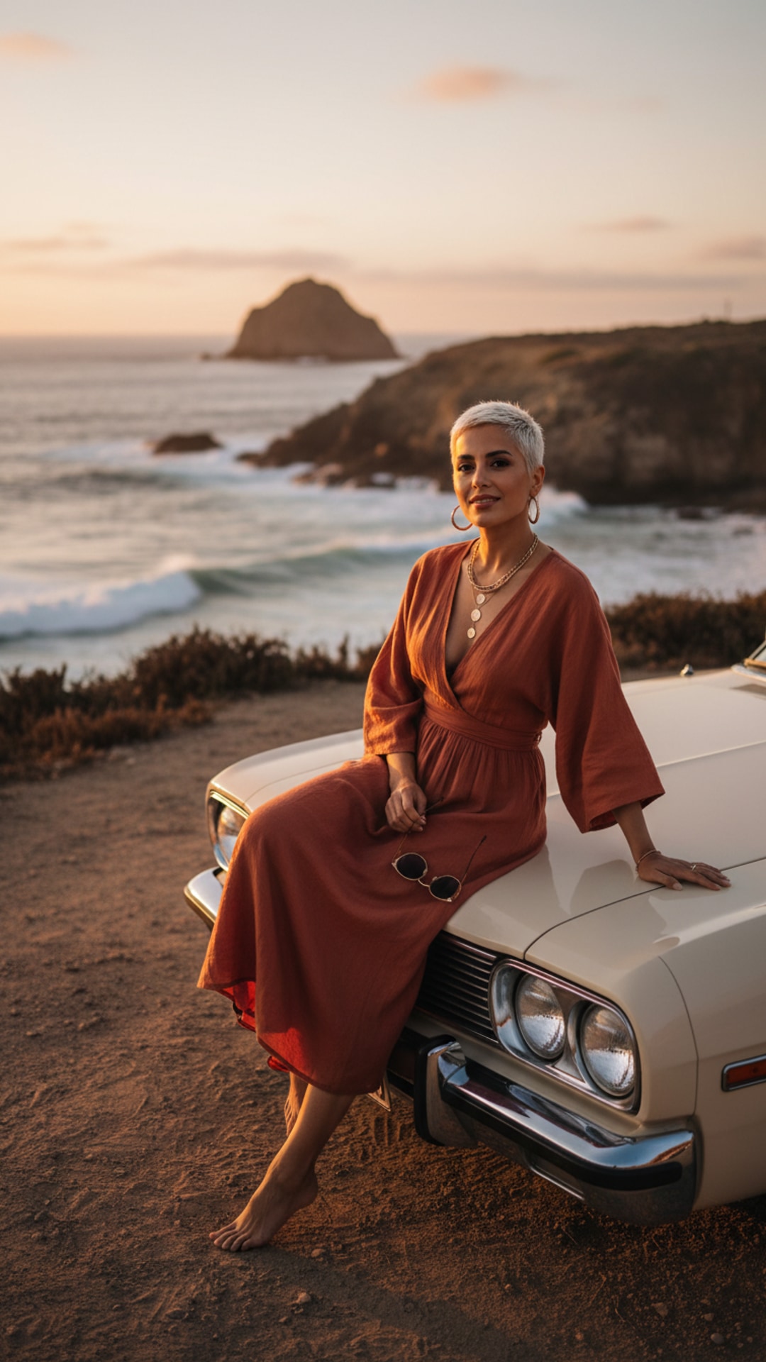 Sitting on car hood pose idea