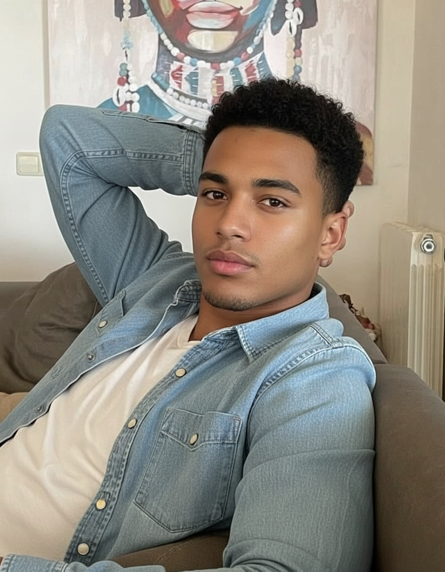 Reclining hand behind head pose idea