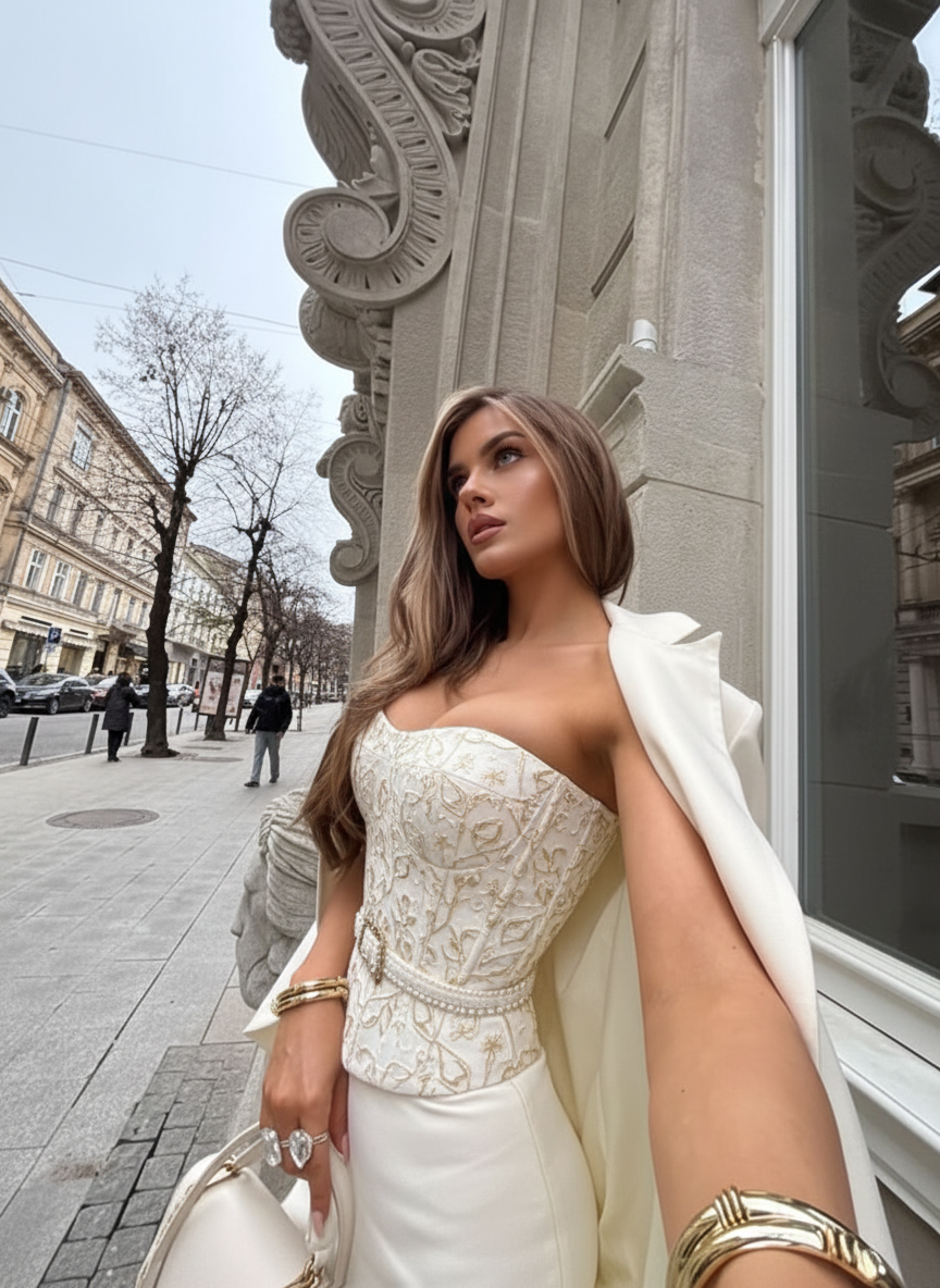 Leaning back selfie pose idea