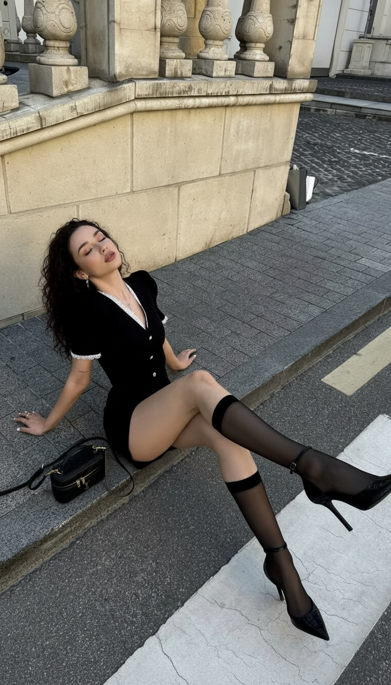 Sitting on curb relax pose idea