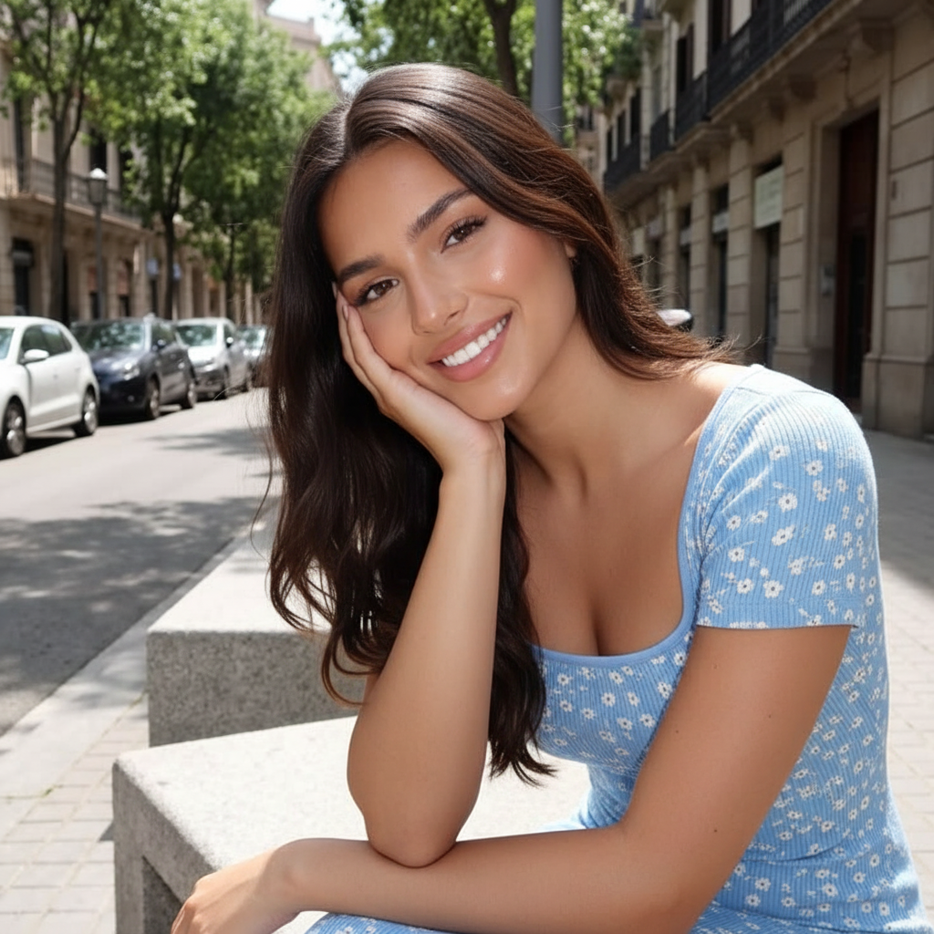 Hand on cheek smile pose idea