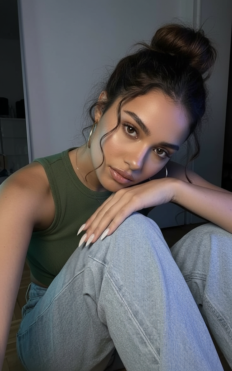 Hand on knee pose idea
