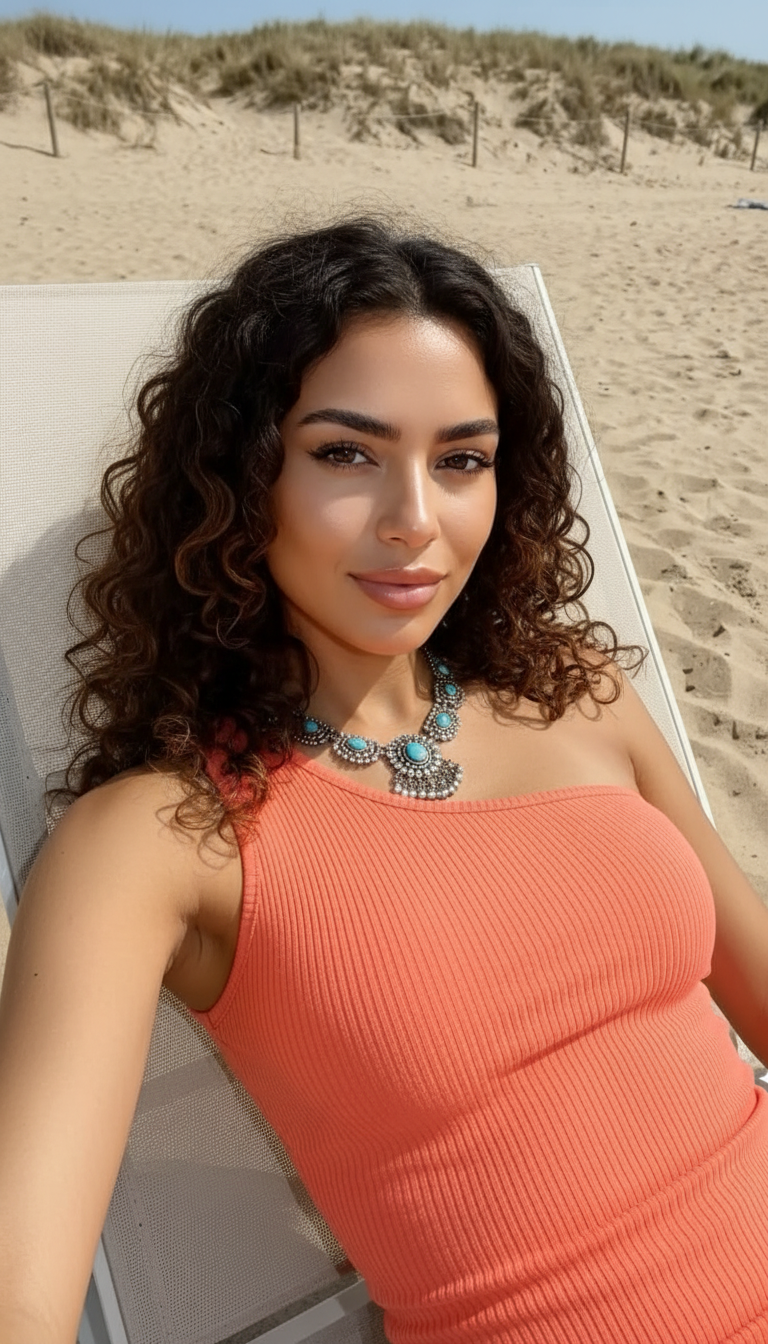 Lounging on beach chair pose idea